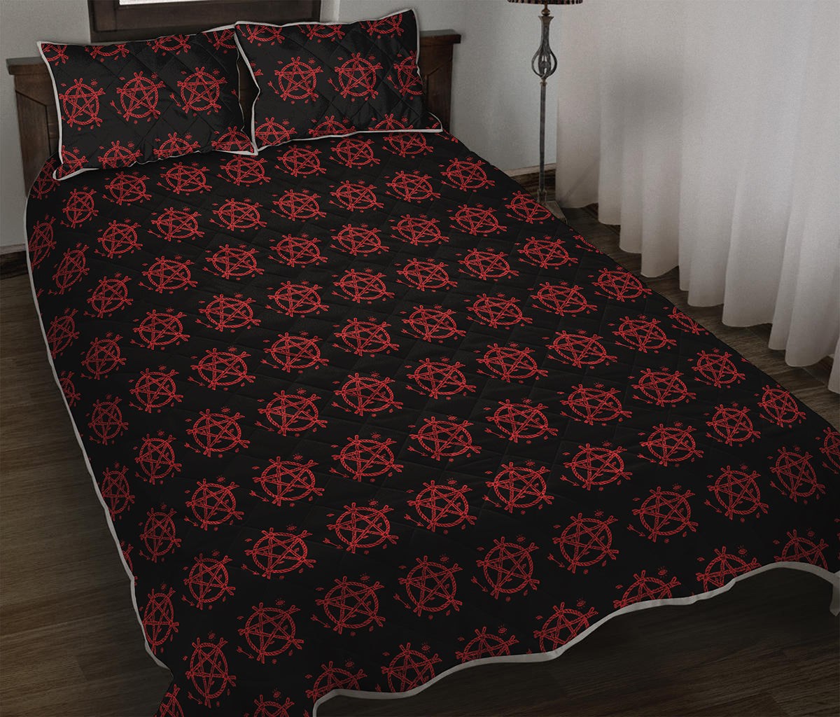 Magic Pentagram Pattern Print Quilt Bed Set