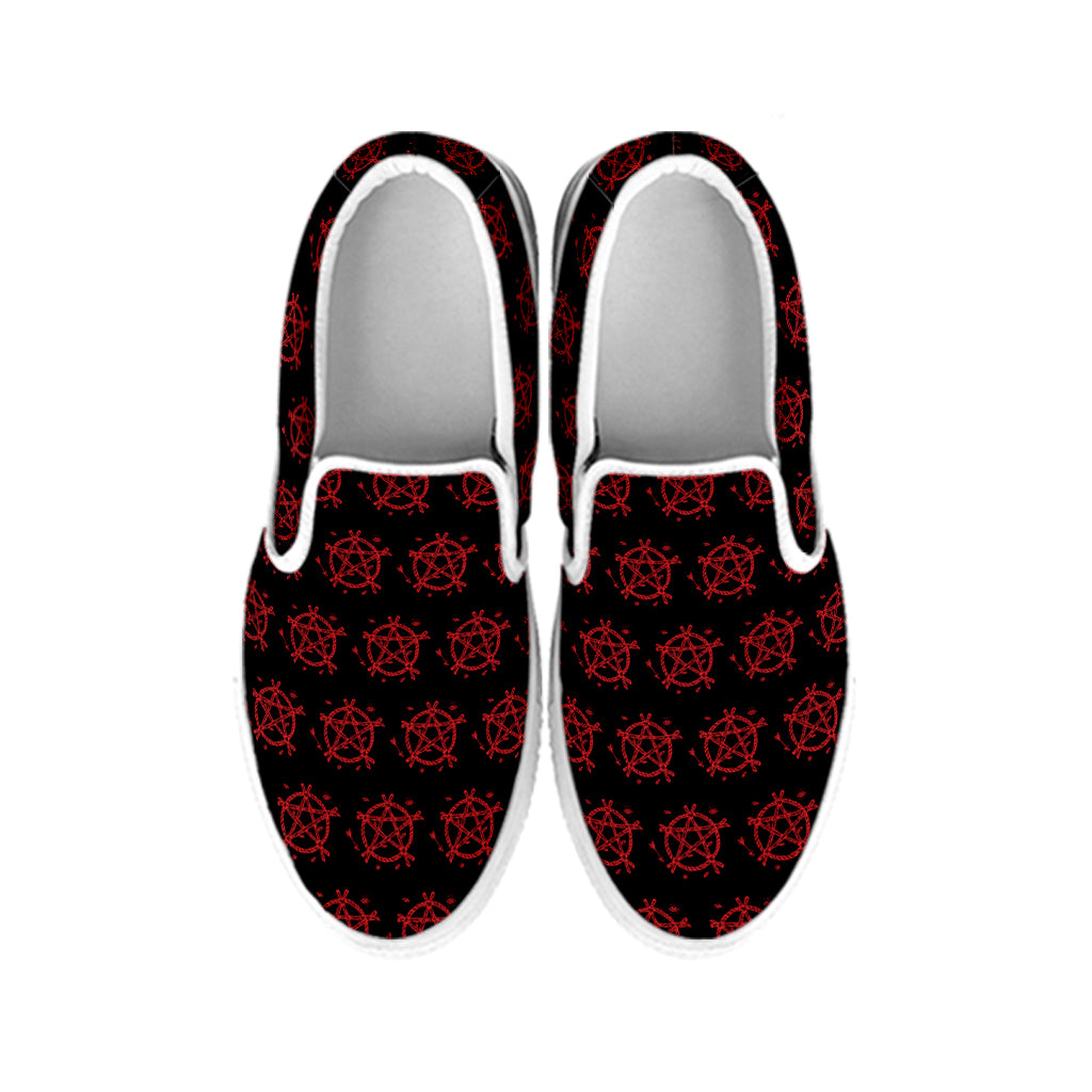 Magic Pentagram Pattern Print White Slip On Shoes