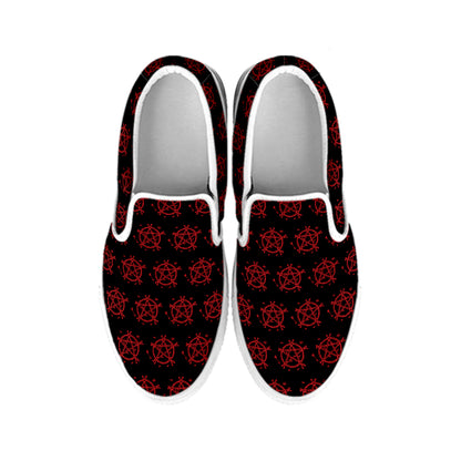 Magic Pentagram Pattern Print White Slip On Shoes