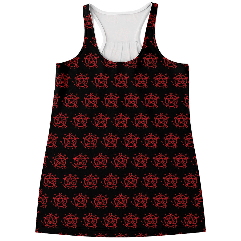 Magic Pentagram Pattern Print Women's Racerback Tank Top