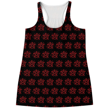 Magic Pentagram Pattern Print Women's Racerback Tank Top