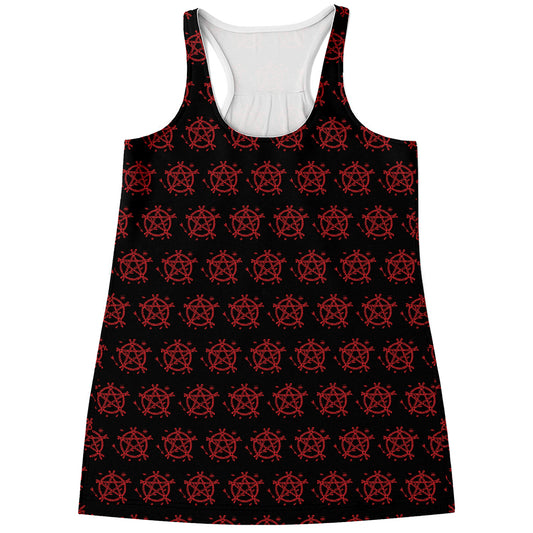 Magic Pentagram Pattern Print Women's Racerback Tank Top