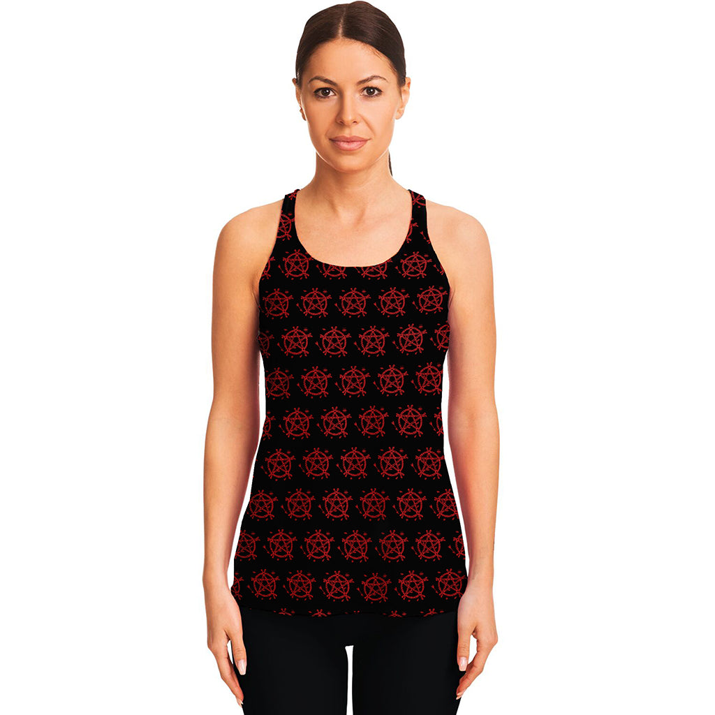 Magic Pentagram Pattern Print Women's Racerback Tank Top