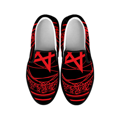 Magic Pentagram Symbol Print Black Slip On Shoes