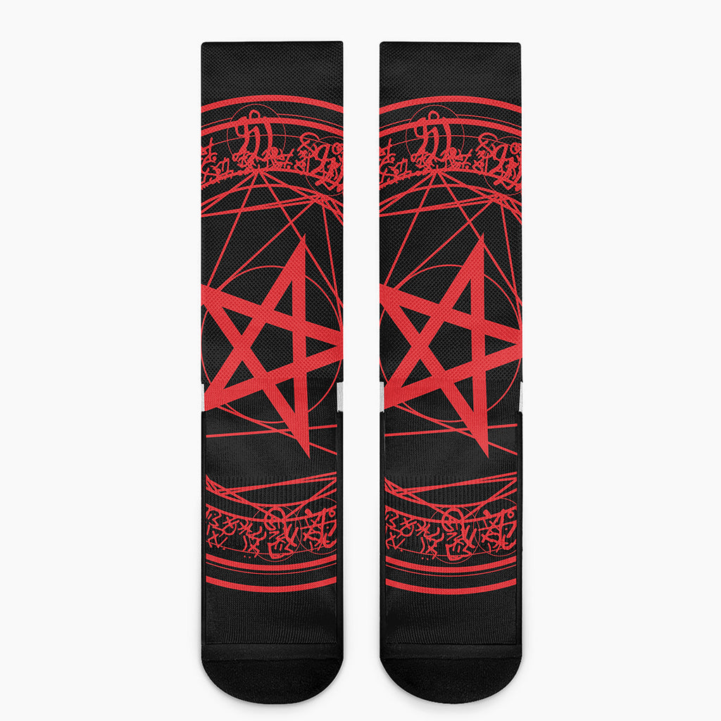 Magic Pentagram Symbol Print Crew Socks
