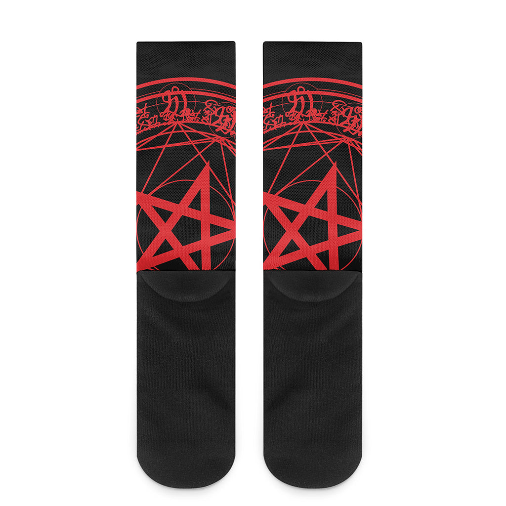 Magic Pentagram Symbol Print Crew Socks