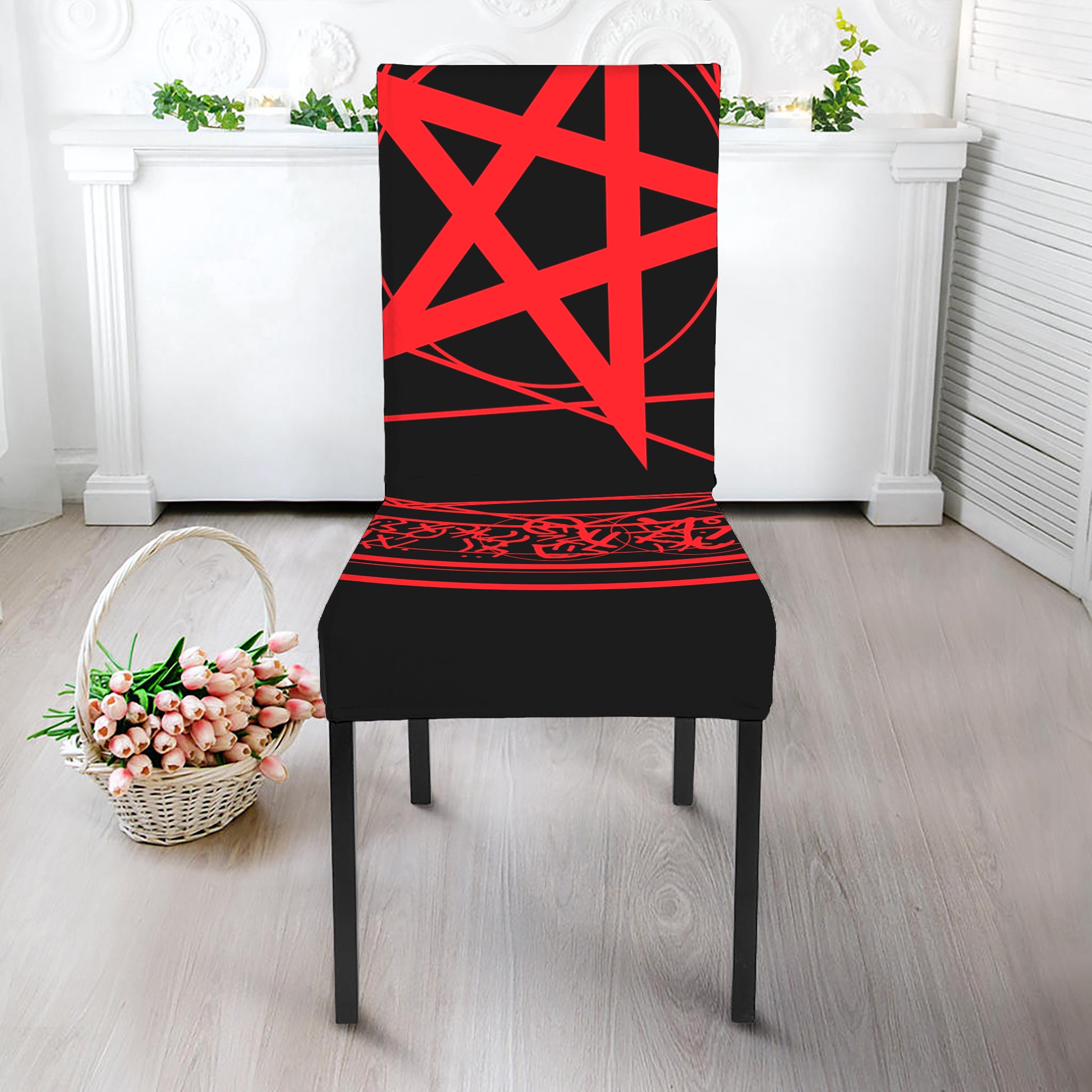 Magic Pentagram Symbol Print Dining Chair Slipcover
