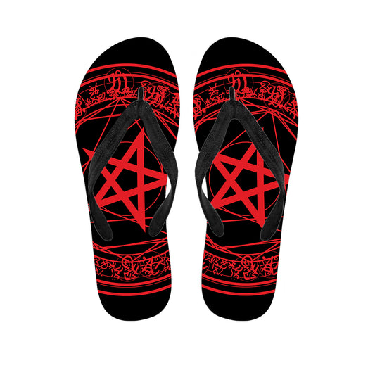 Magic Pentagram Symbol Print Flip Flops