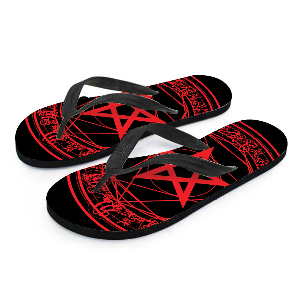 Magic Pentagram Symbol Print Flip Flops