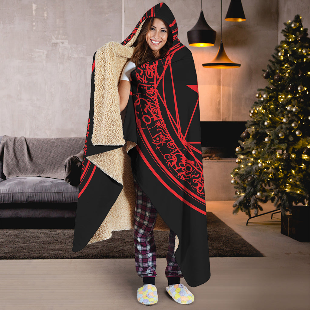 Magic Pentagram Symbol Print Hooded Blanket