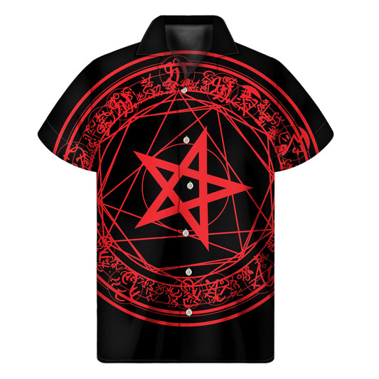 Magic Pentagram Symbol Print Men's Short Sleeve Shirt
