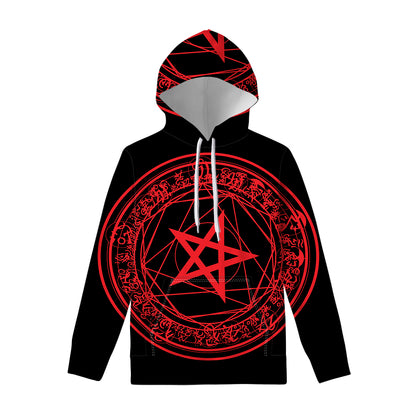 Magic Pentagram Symbol Print Pullover Hoodie