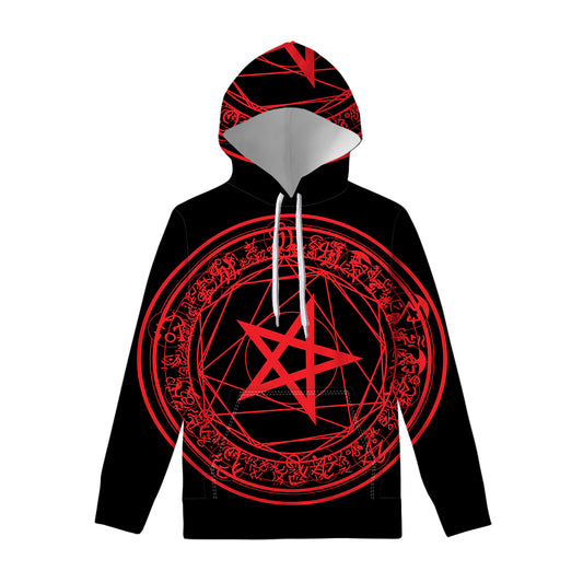 Magic Pentagram Symbol Print Pullover Hoodie