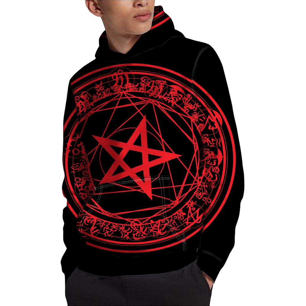 Magic Pentagram Symbol Print Pullover Hoodie