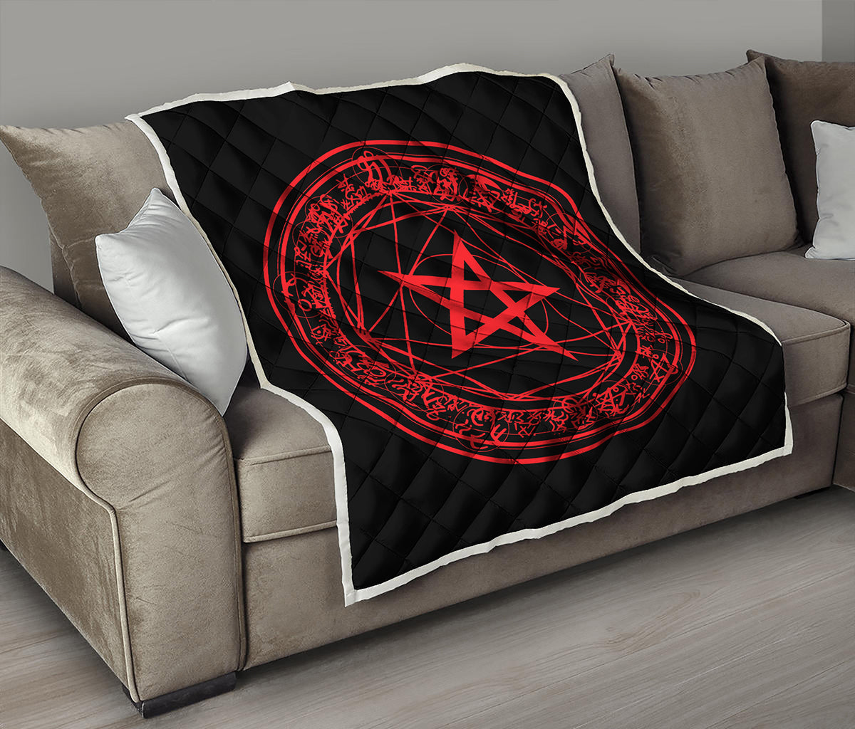 Magic Pentagram Symbol Print Quilt