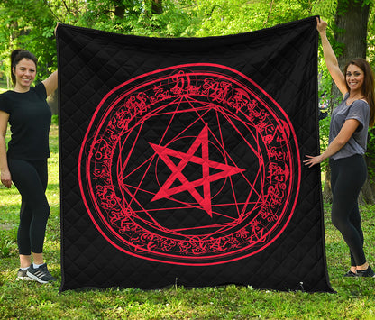 Magic Pentagram Symbol Print Quilt