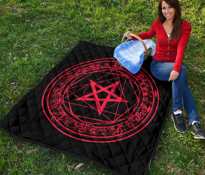 Magic Pentagram Symbol Print Quilt