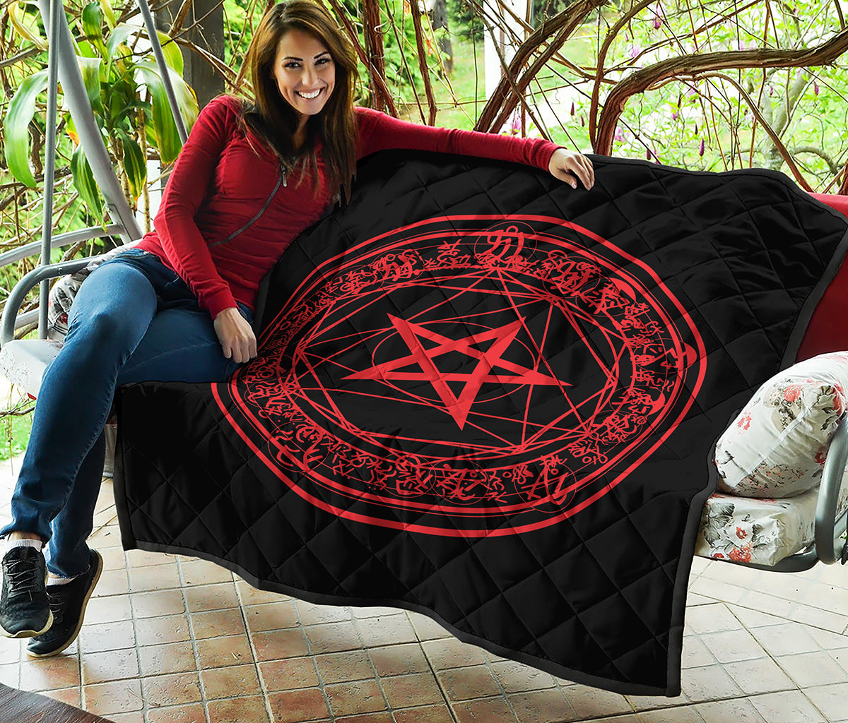 Magic Pentagram Symbol Print Quilt