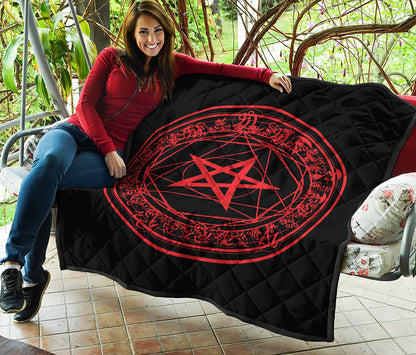 Magic Pentagram Symbol Print Quilt