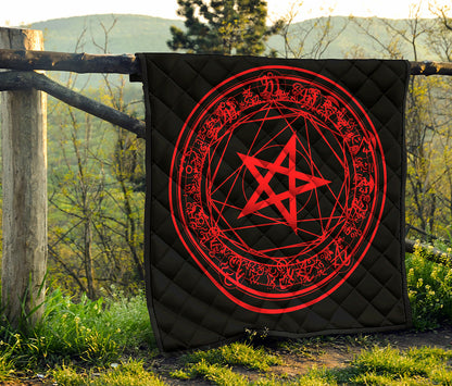 Magic Pentagram Symbol Print Quilt
