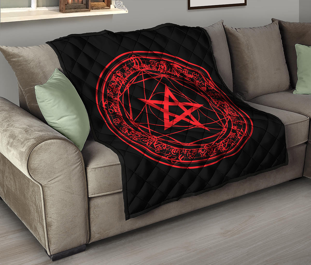 Magic Pentagram Symbol Print Quilt