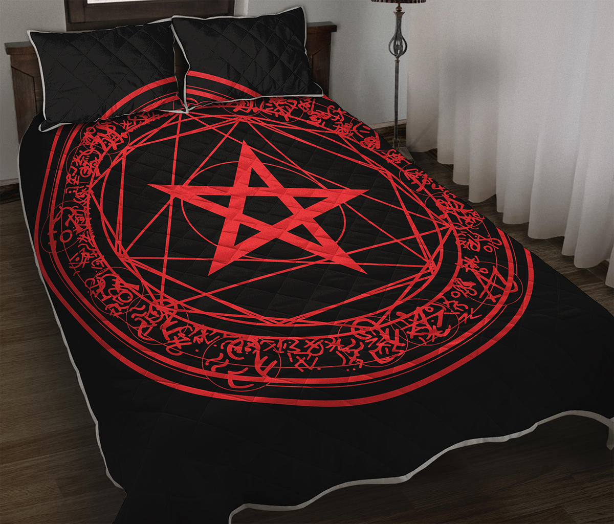 Magic Pentagram Symbol Print Quilt Bed Set