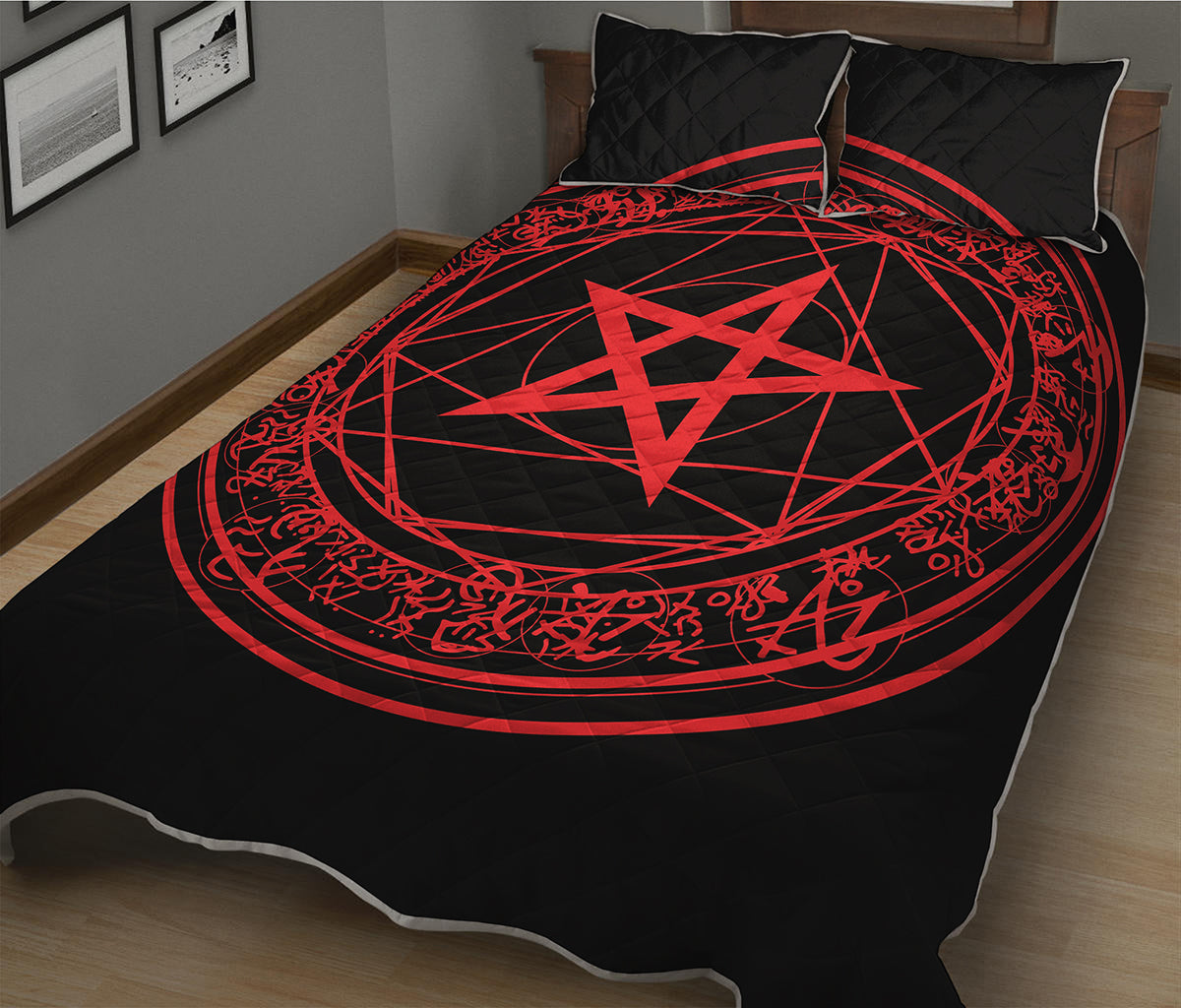 Magic Pentagram Symbol Print Quilt Bed Set