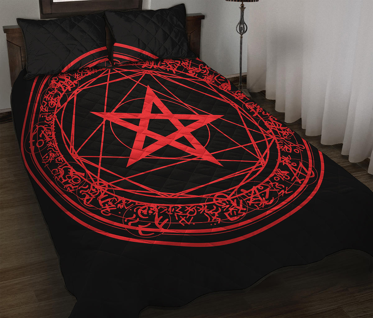 Magic Pentagram Symbol Print Quilt Bed Set