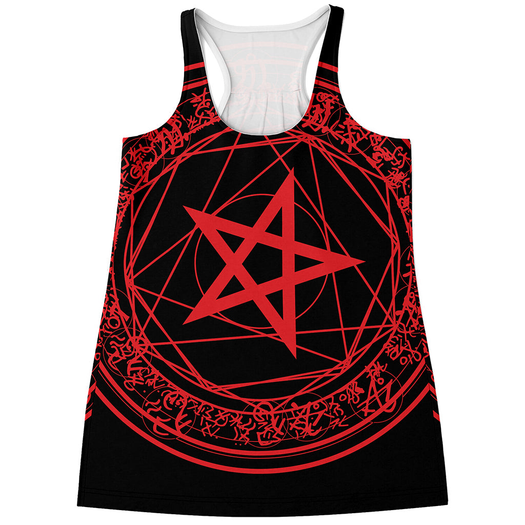 Magic Pentagram Symbol Print Women's Racerback Tank Top