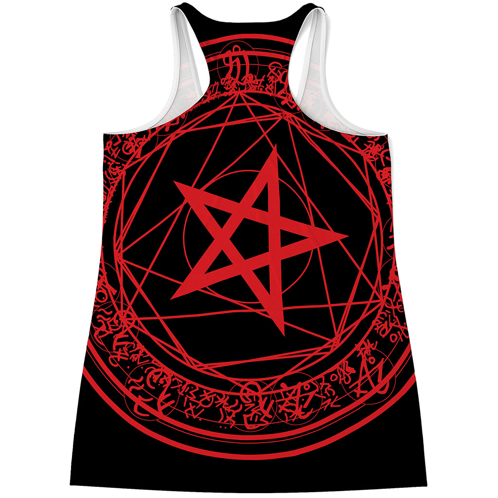 Magic Pentagram Symbol Print Women's Racerback Tank Top