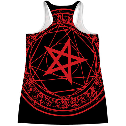 Magic Pentagram Symbol Print Women's Racerback Tank Top