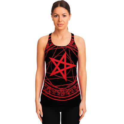 Magic Pentagram Symbol Print Women's Racerback Tank Top