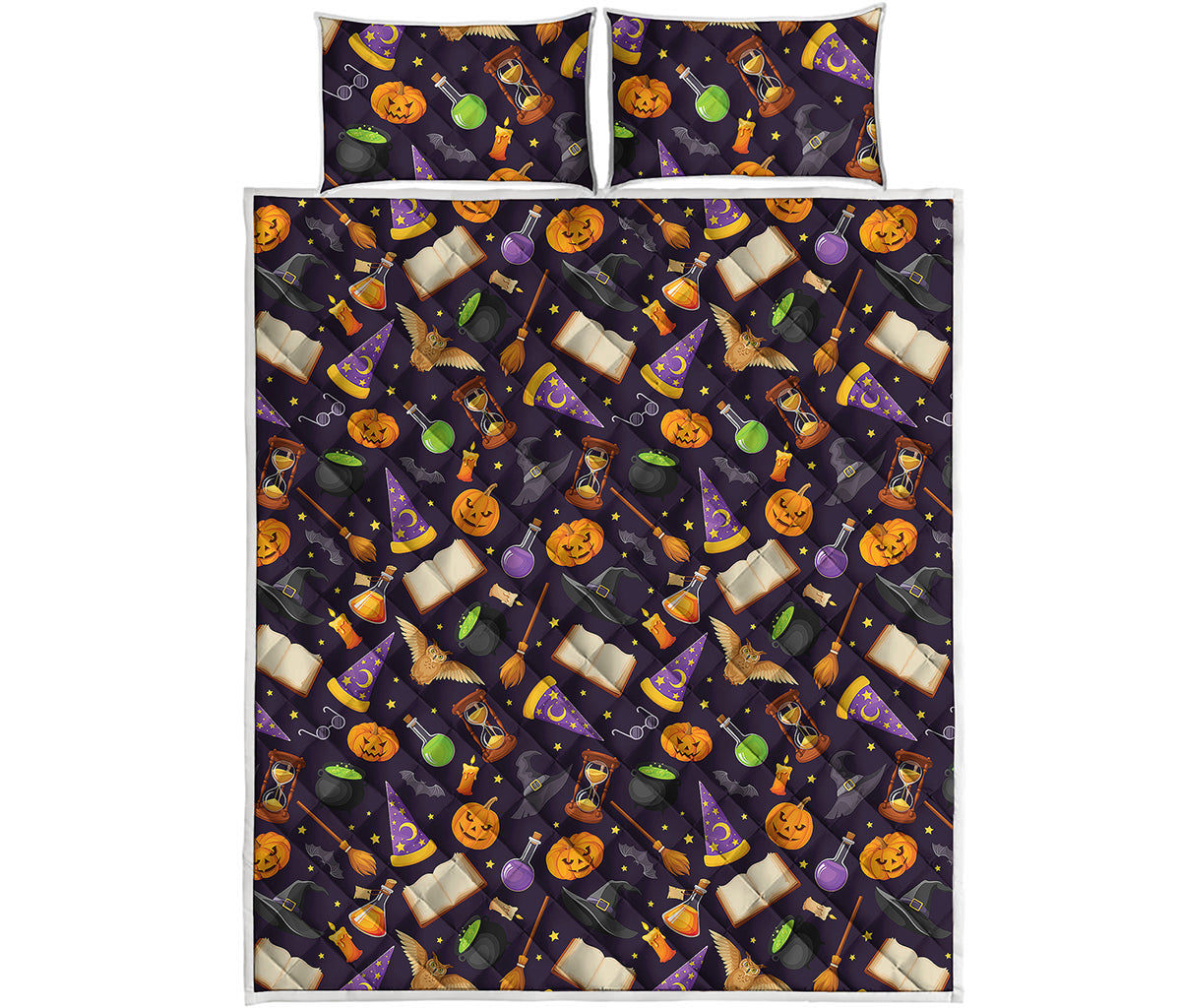 Magic Wizard Pattern Print Quilt Bed Set