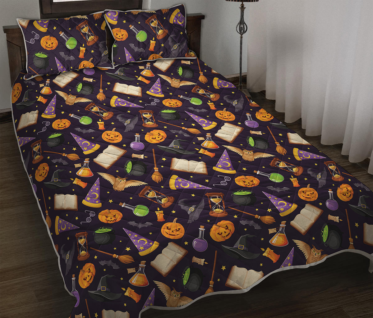 Magic Wizard Pattern Print Quilt Bed Set