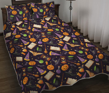Magic Wizard Pattern Print Quilt Bed Set