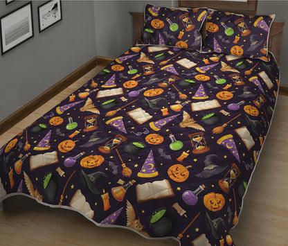 Magic Wizard Pattern Print Quilt Bed Set