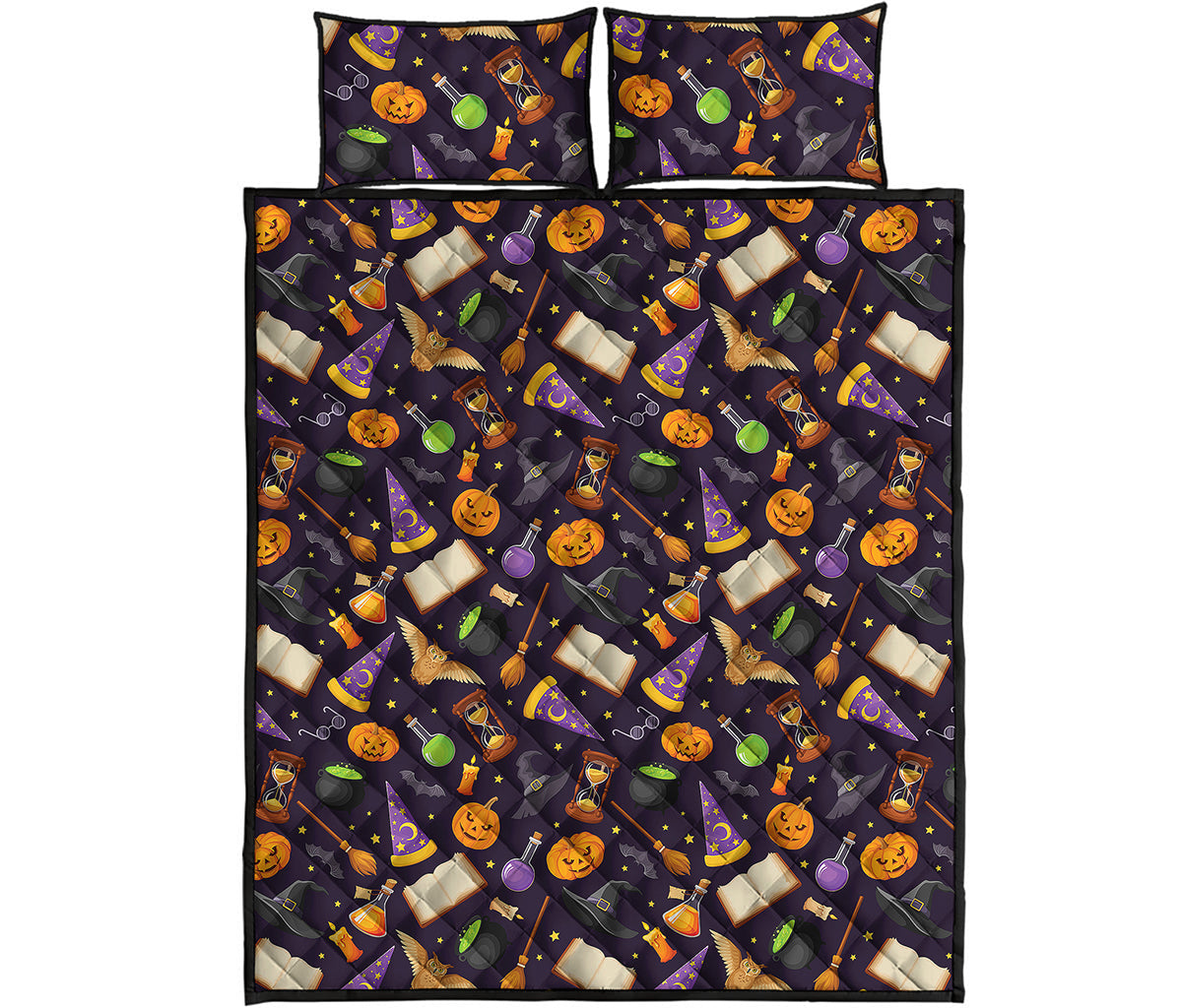 Magic Wizard Pattern Print Quilt Bed Set