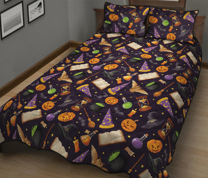 Magic Wizard Pattern Print Quilt Bed Set