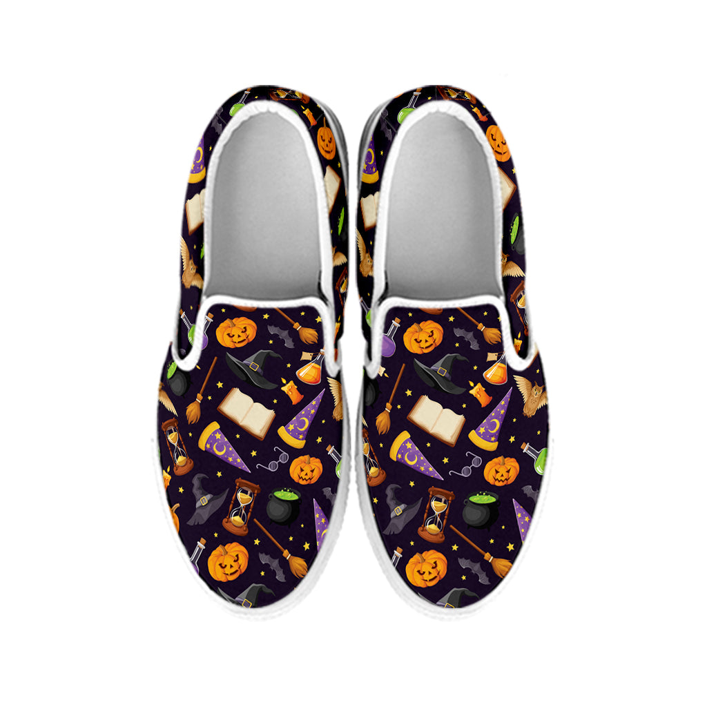 Magic Wizard Pattern Print White Slip On Shoes