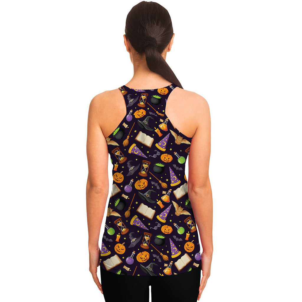 Magic Wizard Pattern Print Women's Racerback Tank Top