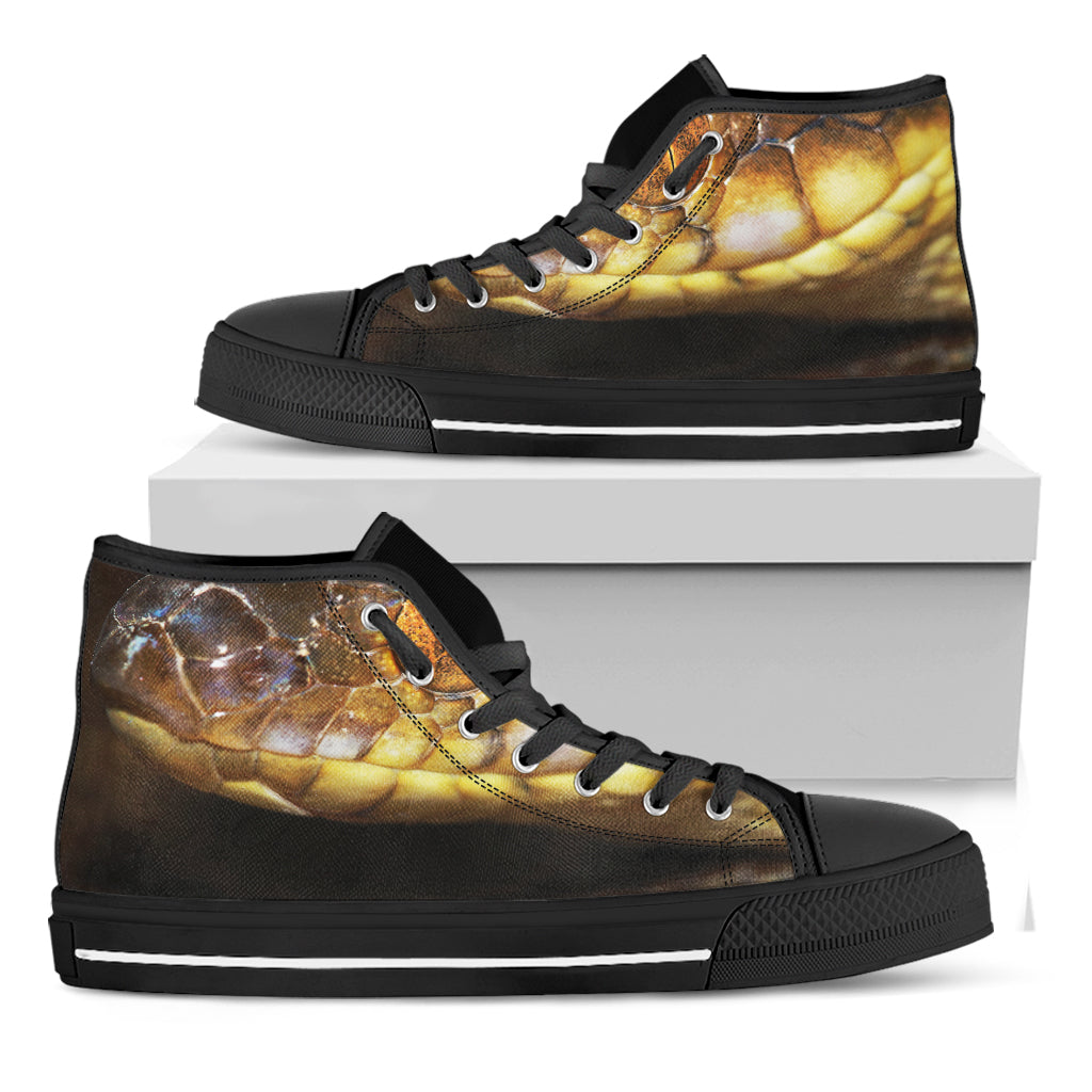 Malagasy Cat Eyed Snake Print Black High Top Shoes