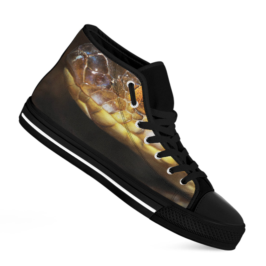 Malagasy Cat Eyed Snake Print Black High Top Shoes