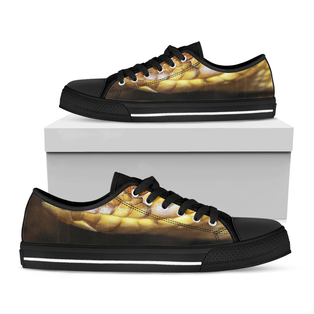Malagasy Cat Eyed Snake Print Black Low Top Shoes 