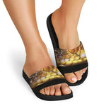 Malagasy Cat Eyed Snake Print Black Slide Sandals