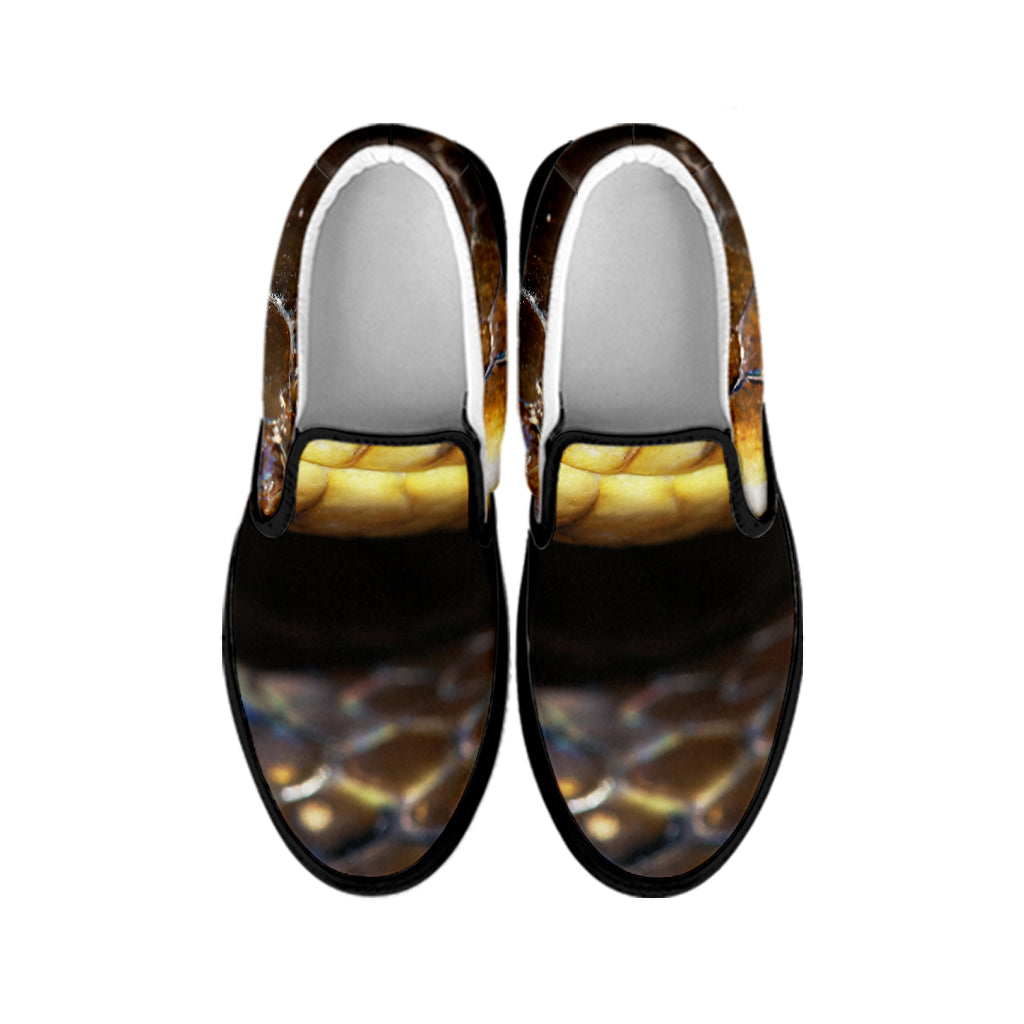 Malagasy Cat Eyed Snake Print Black Slip On Shoes
