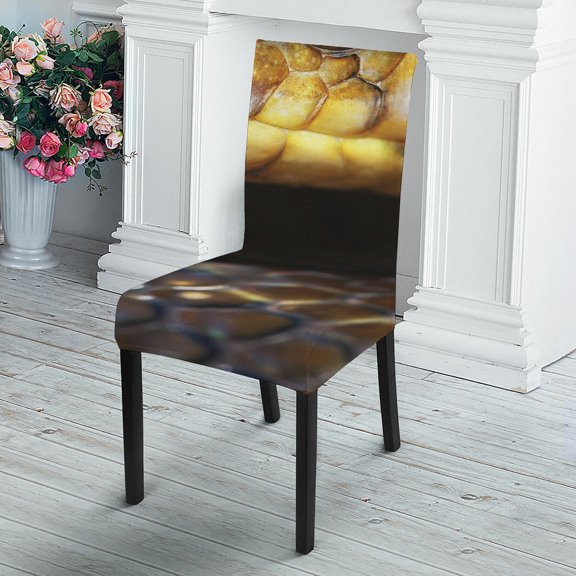 Malagasy Cat Eyed Snake Print Dining Chair Slipcover