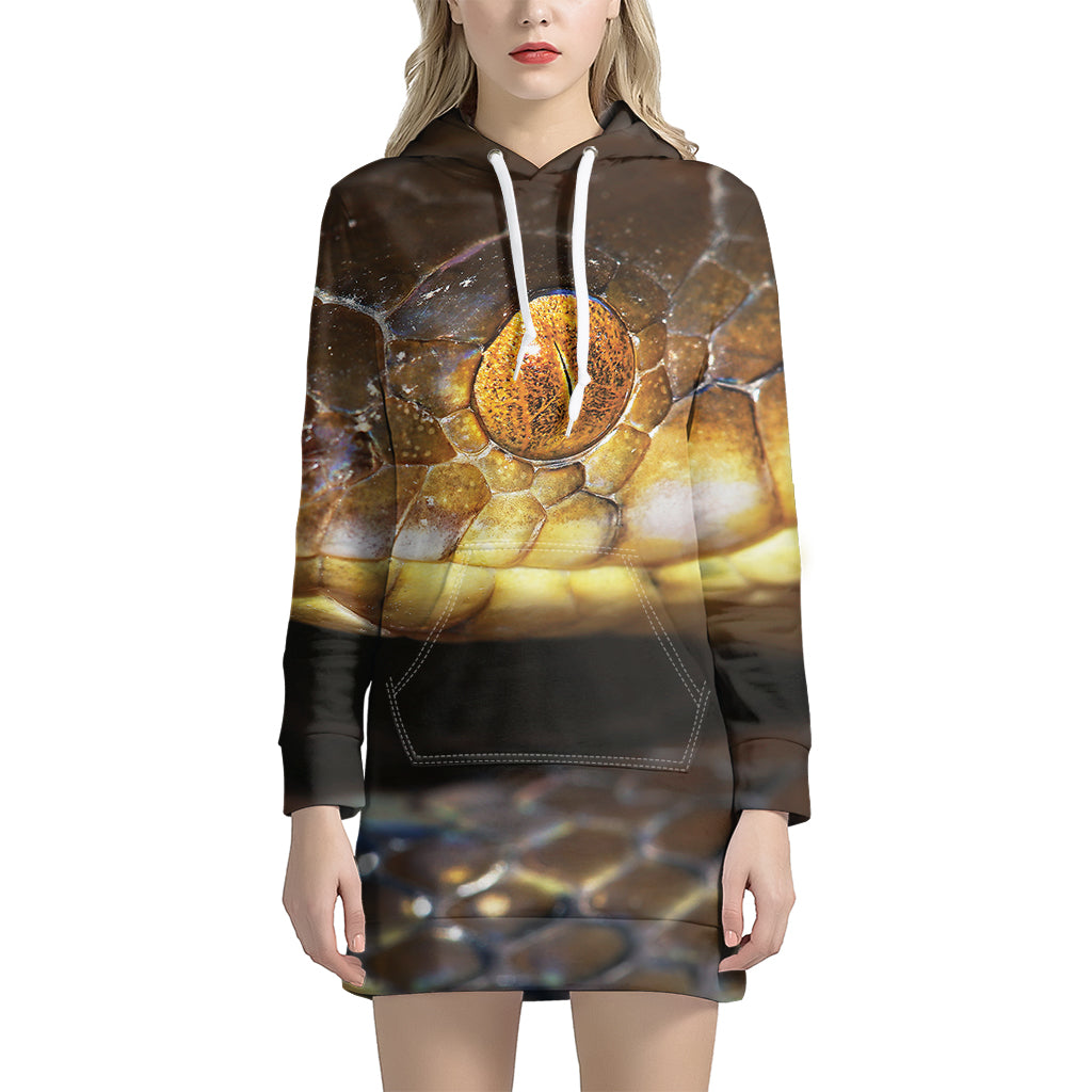 Malagasy Cat Eyed Snake Print Pullover Hoodie Dress