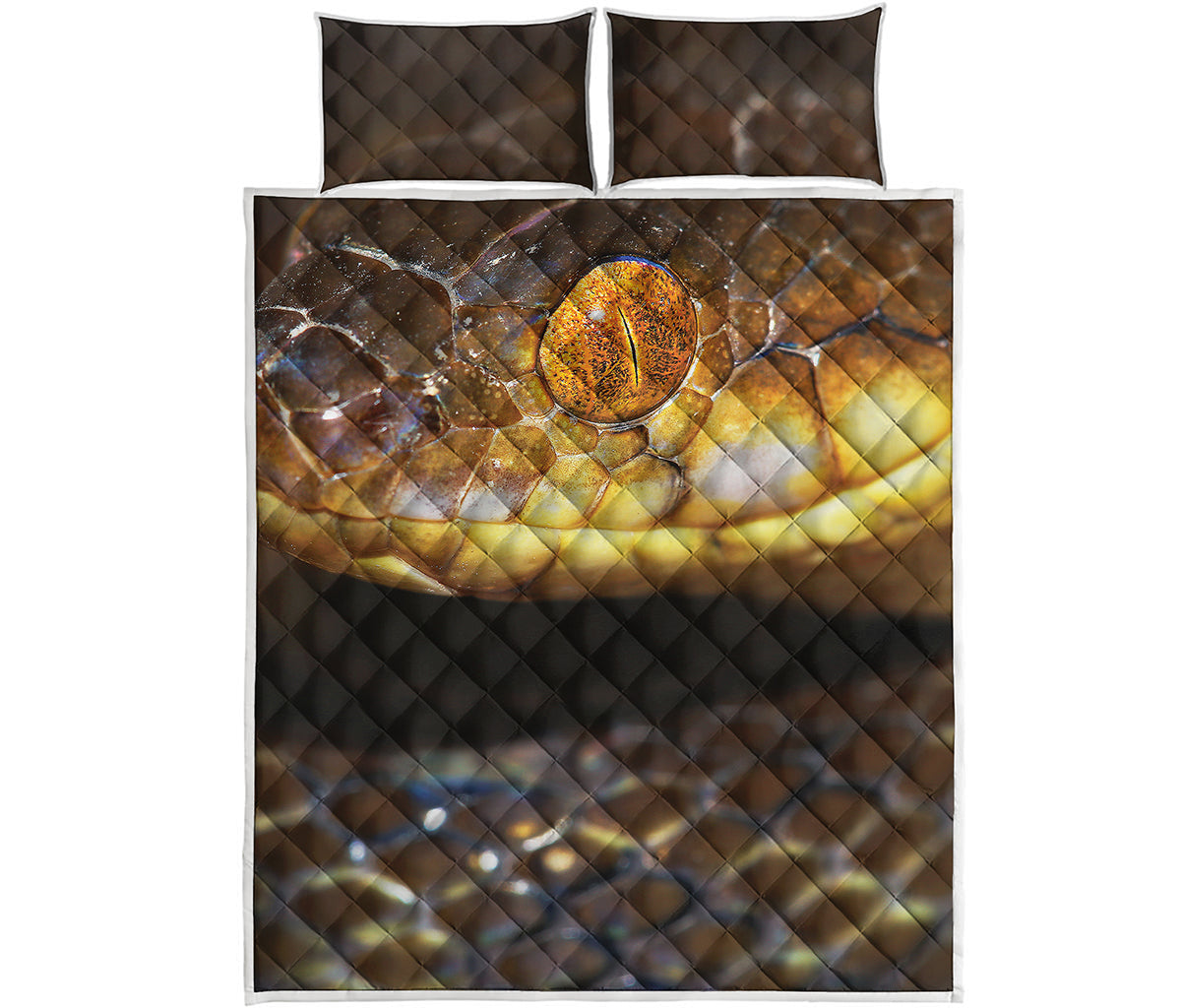 Malagasy Cat Eyed Snake Print Quilt Bed Set