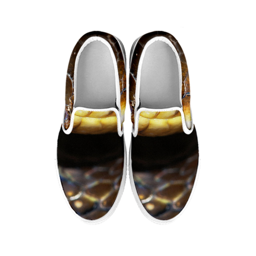 Malagasy Cat Eyed Snake Print White Slip On Shoes