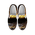 Malagasy Cat Eyed Snake Print White Slip On Shoes